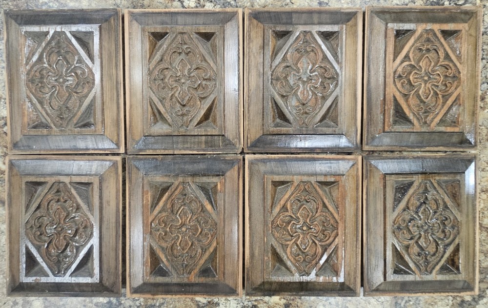 8 Gothic Wood Carved Door Panel Inserts