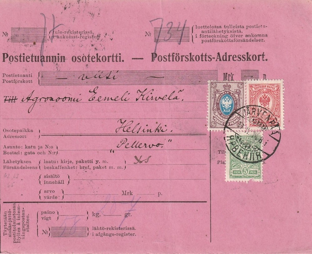 FINLAND: COD-parcel Järvenpää 1914.