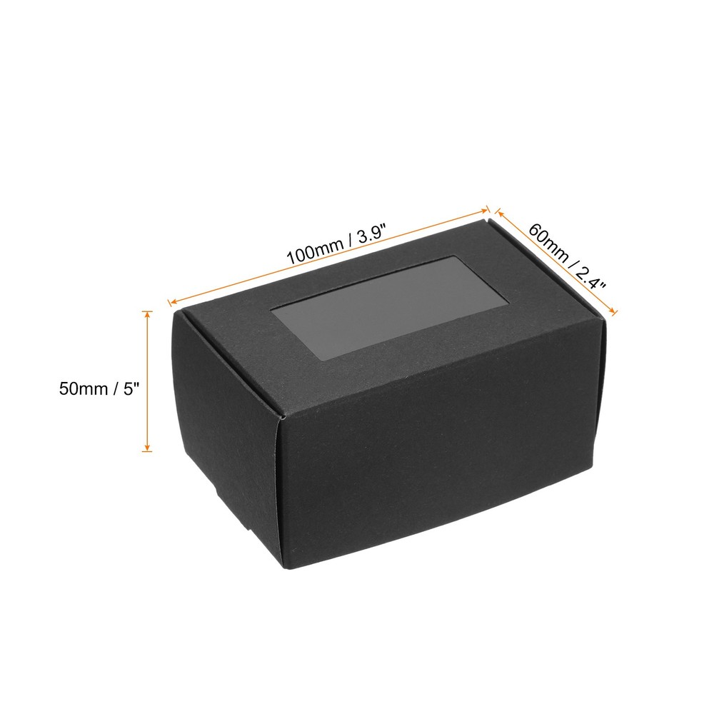 40Pcs 3.9"x2.4"x2" Paper Soap Box w Window Soap Boxes Rectangle Black