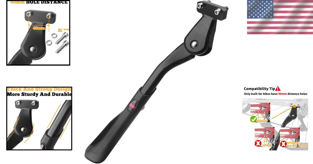 Adjustable Kickstand for Electric & Mountain Bikes