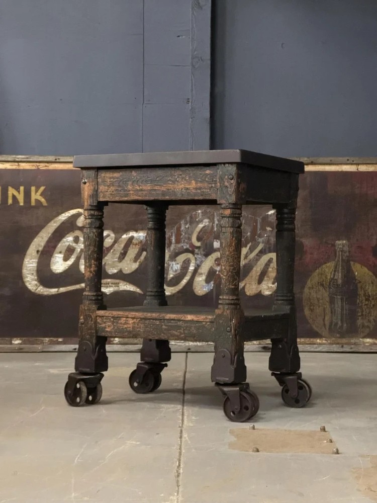 Antique Turtle Table On Casters