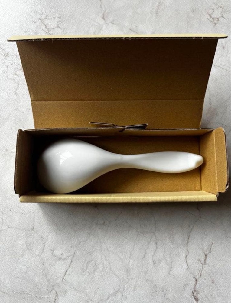 White Ceramic Ladel Set of 10, Unused