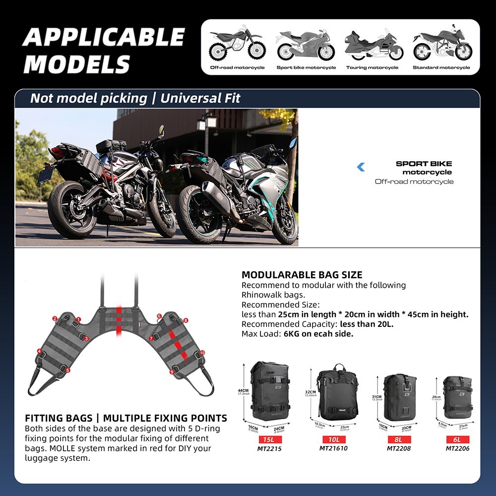 Rhinowalk Motorcycle Saddle Bag Mounting Base Saddle Base tail Luggage System