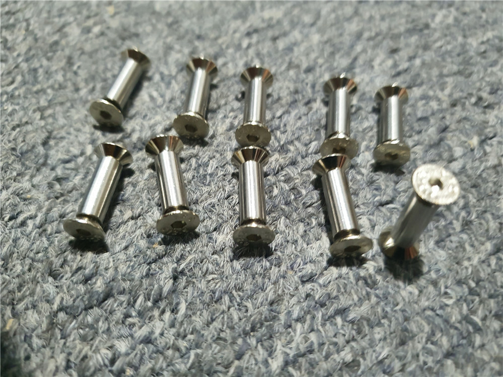 10PCS Knife Handle Bolt Rivets Scale Screw Fastener Nut Flat Hex Head Silver AH9
