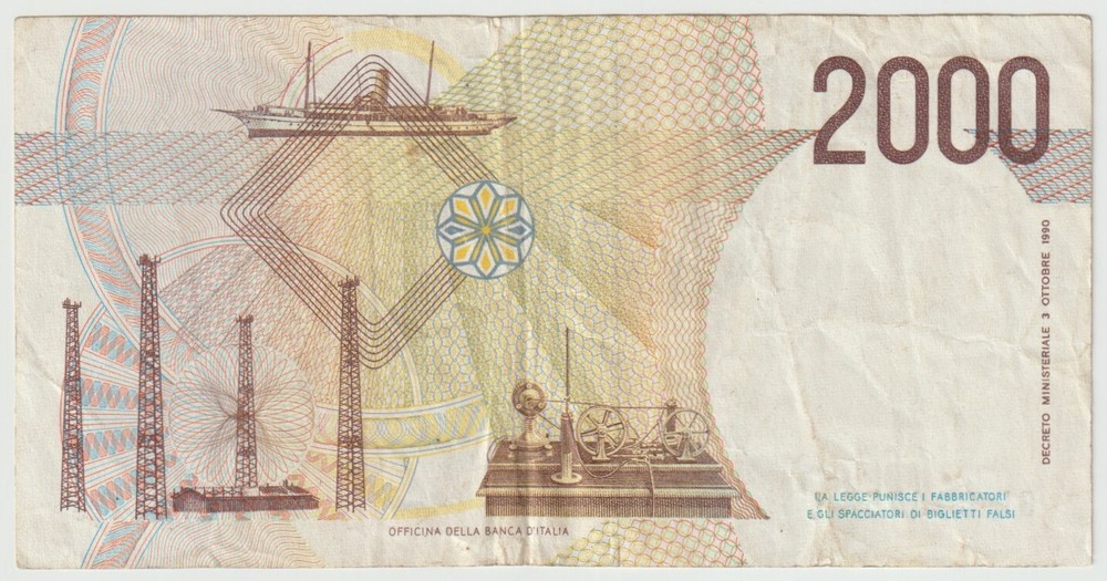 Italy 2000 Lire, Banknotes - Year 1990