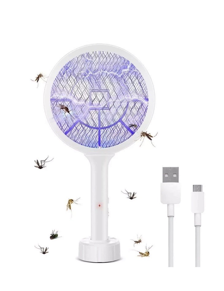 Handheld USB Rechargeable Mosquito Fly Swatter Bug Zapper Insect Killer Racket