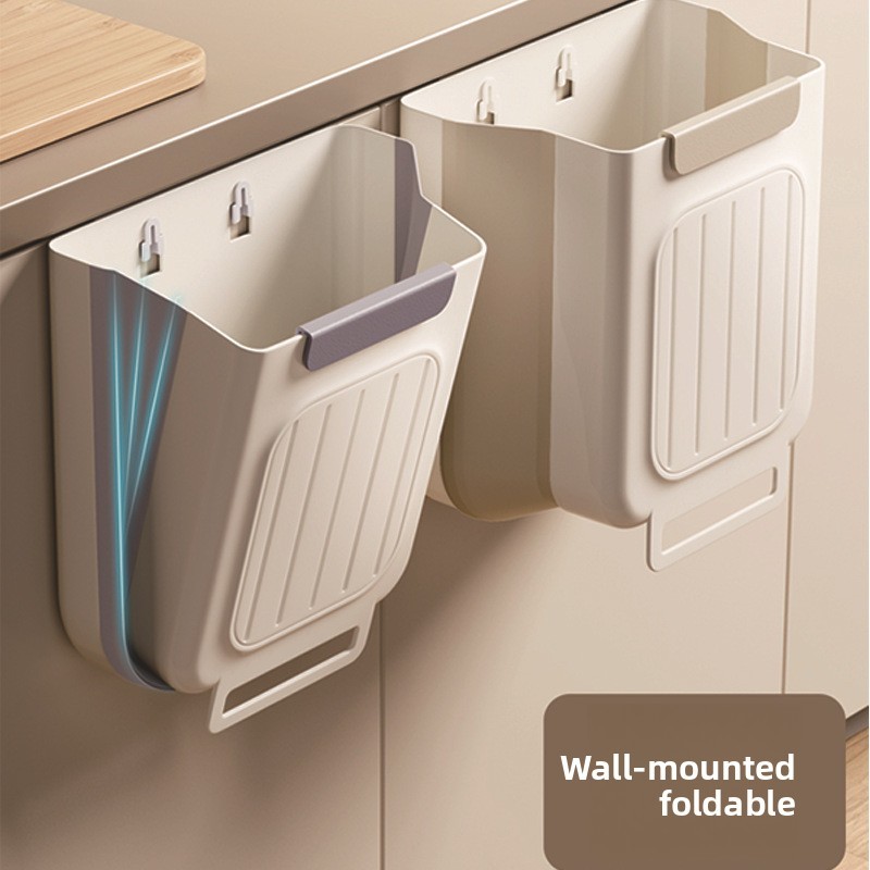 Collapsible Hanging Trash Can , Multi-Use for Kitchen, Office & Bathroom (Grey)