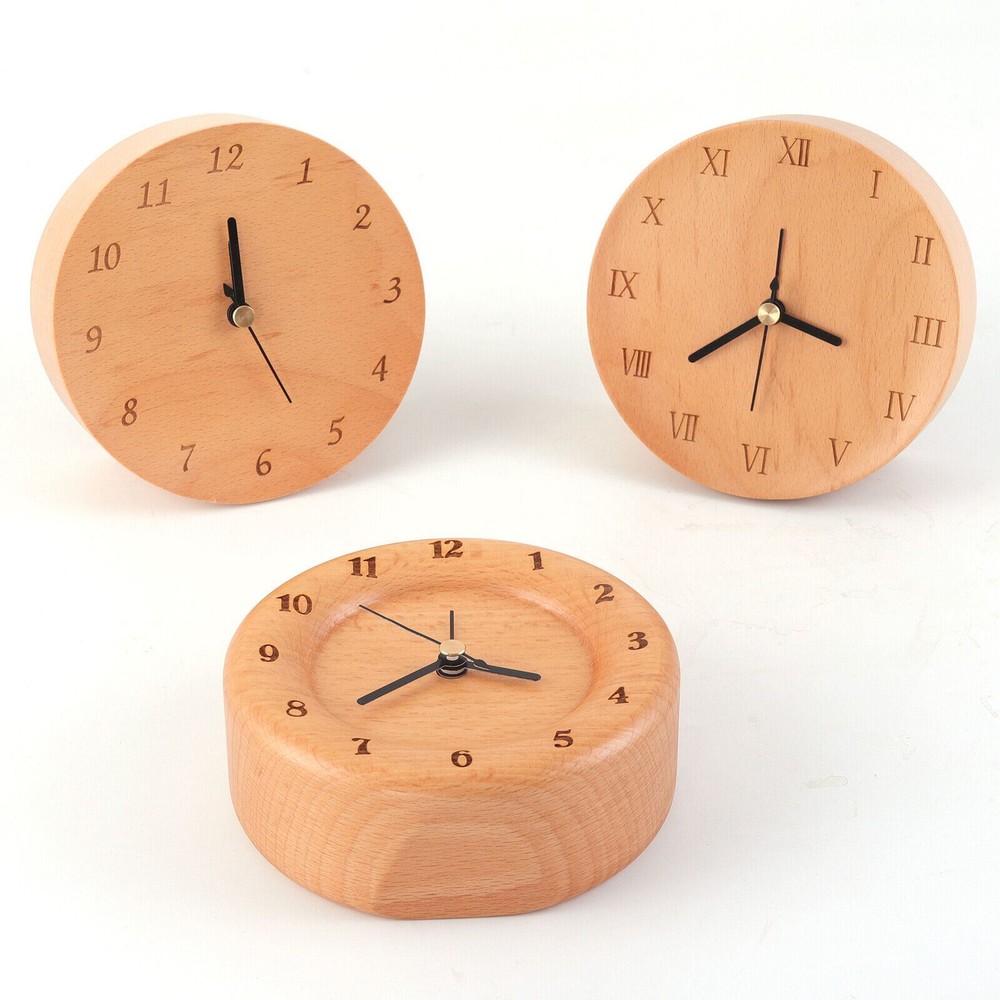 Wooden Bed Side Tabletop Clock Creative Home Decor With Battery