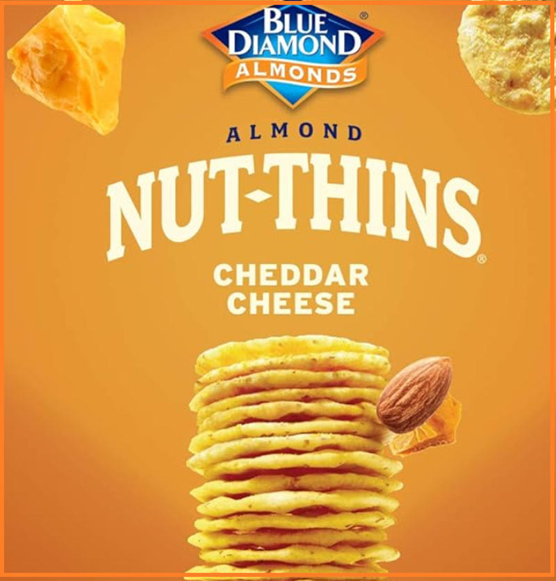 6-Pack Blue Diamond Almonds Nut Thins Cheddar Cheese Cracker Crisps, 4.25 Oz
