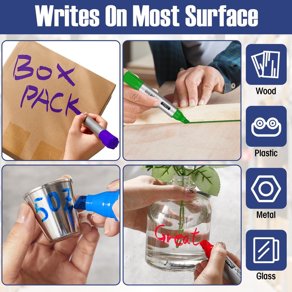 10 Pack Jumbo Permanent Markers Bulk Large Chisel Tip Permanent Markers Quick...