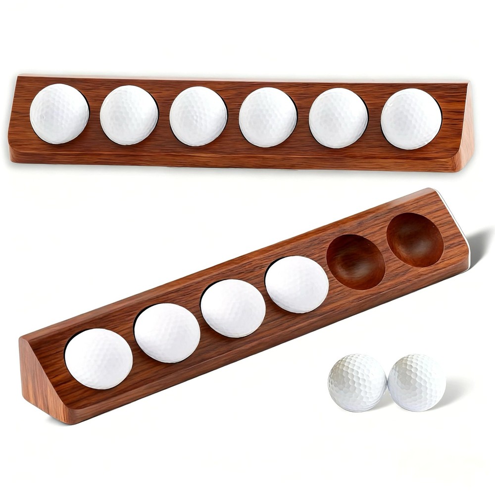 2-Pack Wooden Golf Display Case & Holder - Wall Mount/Tabletop Versatile Inst...