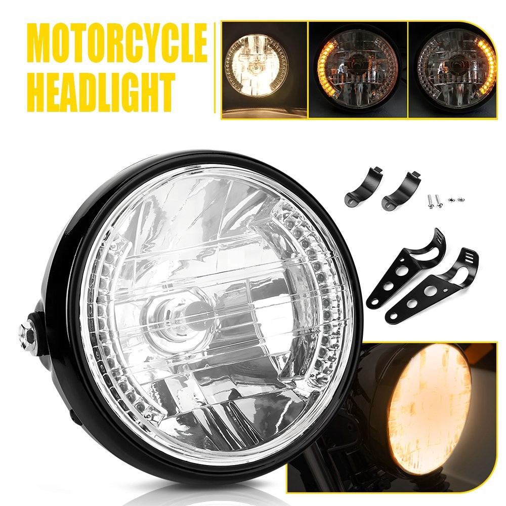 7 inch LED Motorcycle Headlight Round With Mounting Bracket Universal Black EOU