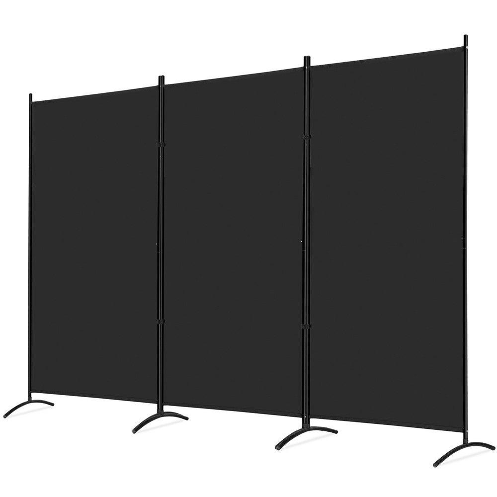 3 Panel Room Divider Black Folding Privacy Panel Screens for Office Separation