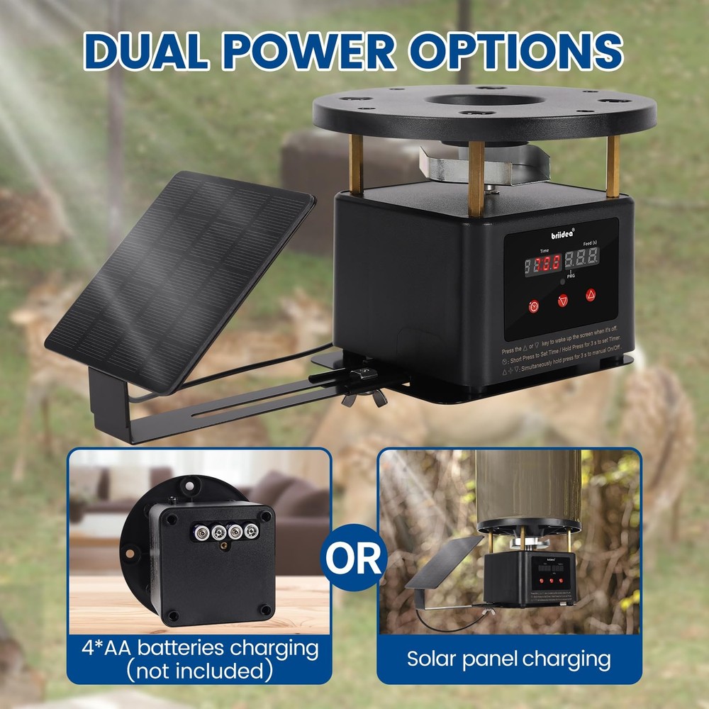 briidea Deer Feeder Timer with Integrated Solar Panel, Digital Automatic Deer...