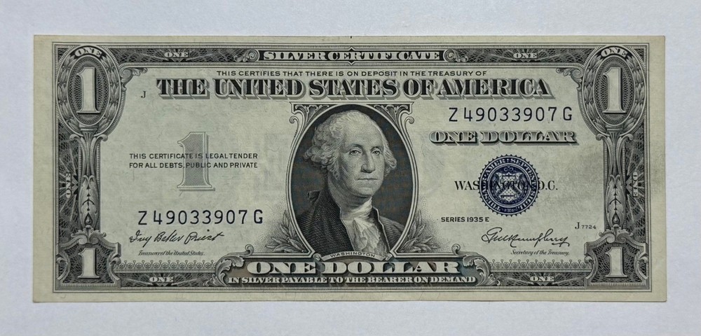 1935-E $1 Bill Silver Certificate Note 907G-K