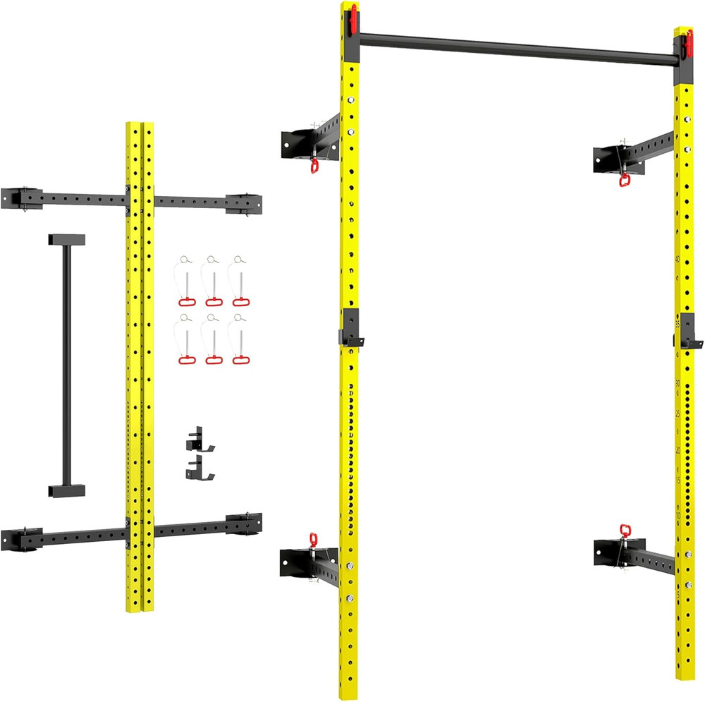 Soozier Folding Squat Rack with Adjustable Pull-Up Bar, 1000 Pounds Capacity Wal