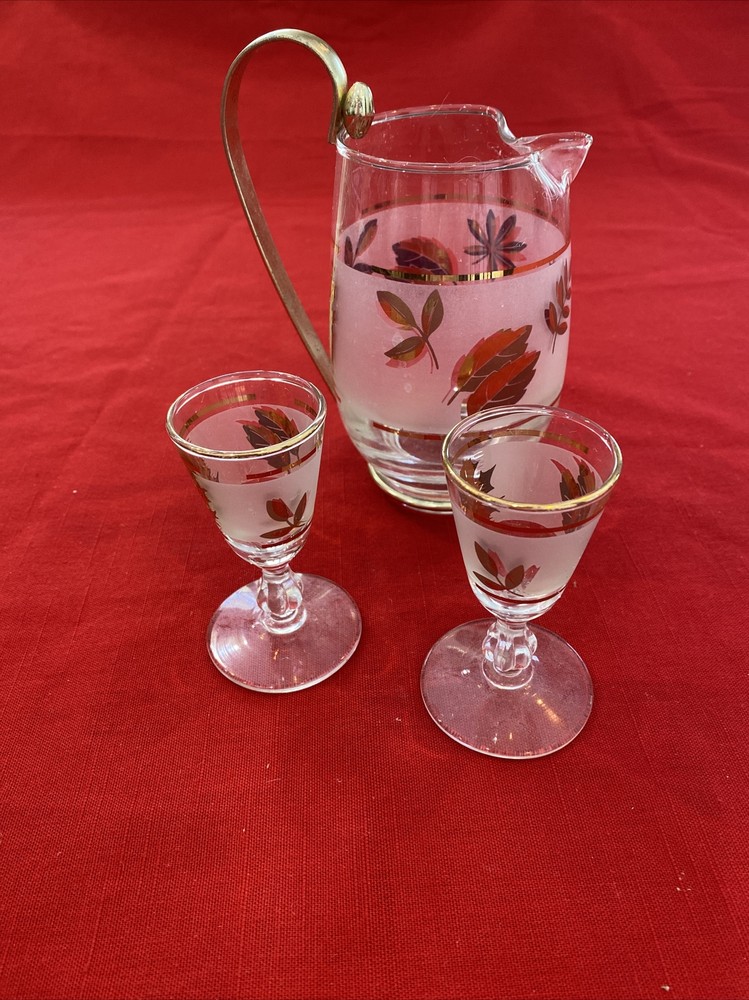 Libbey Footed Cordial Glasses & Small Pitcher