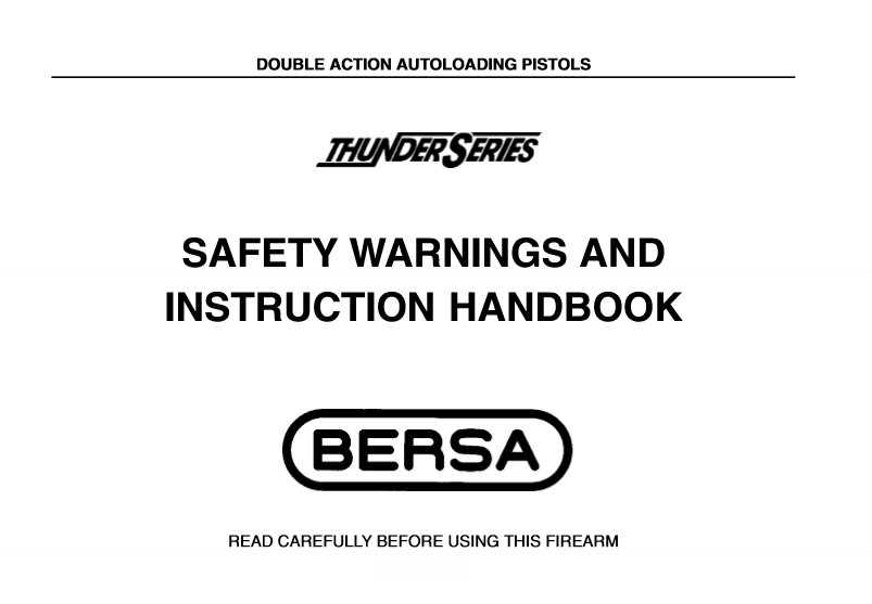 Bersa Thunder 380 Pistol Manual - NEW Comb Bound Copy
