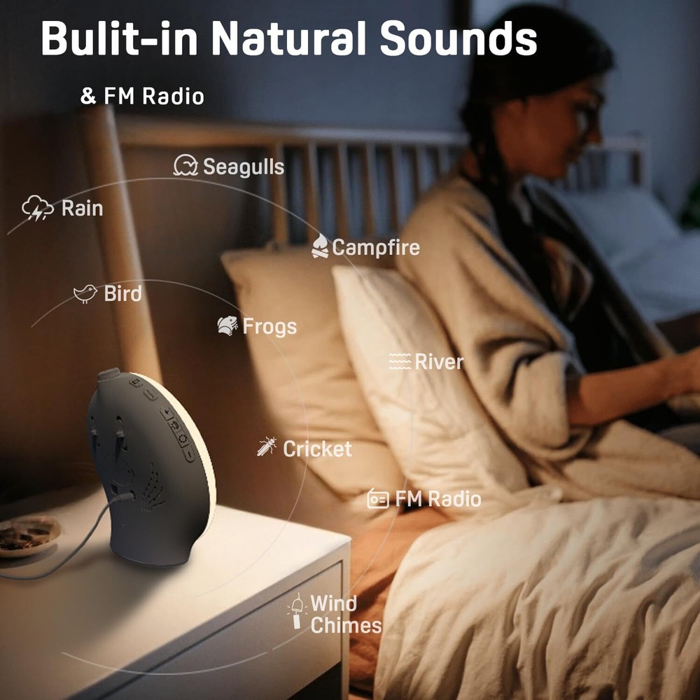 Sunrise alarm clock with sunrise simulation function, sleep aid function