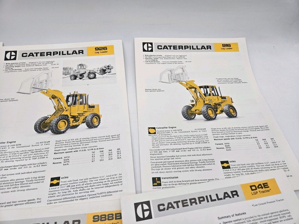 Vintage Caterpillar Brochure Lot Of Log Loader