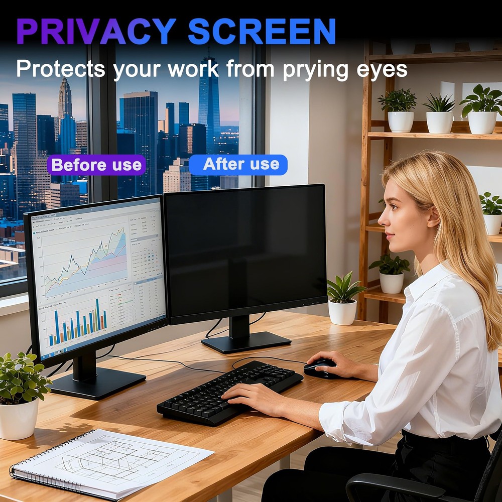 [2 Pack] 32 Inch Computer Privacy Screen for 16:9 Aspect Ratio Widescreen Mon...