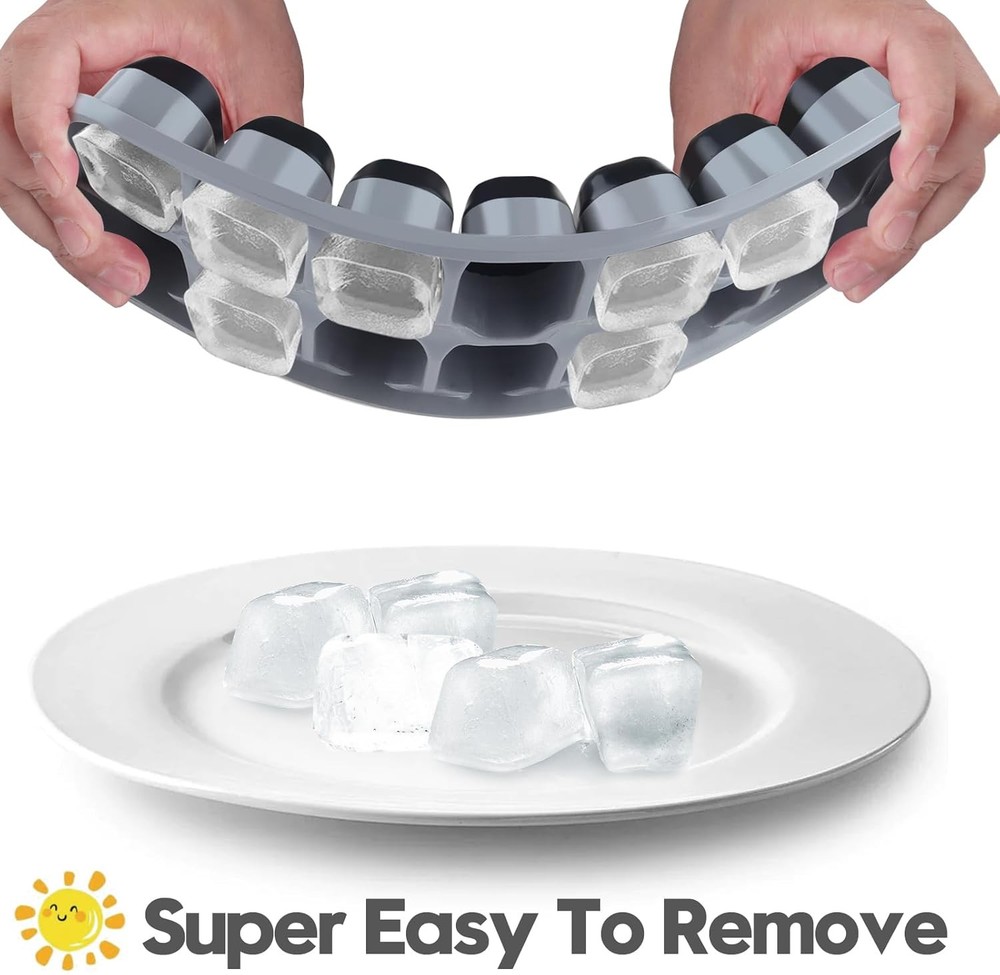 Ice Cube Tray 4 Pack, Easy-Release & Flexible 56 pcs Silicone Ice Cube Trays wit