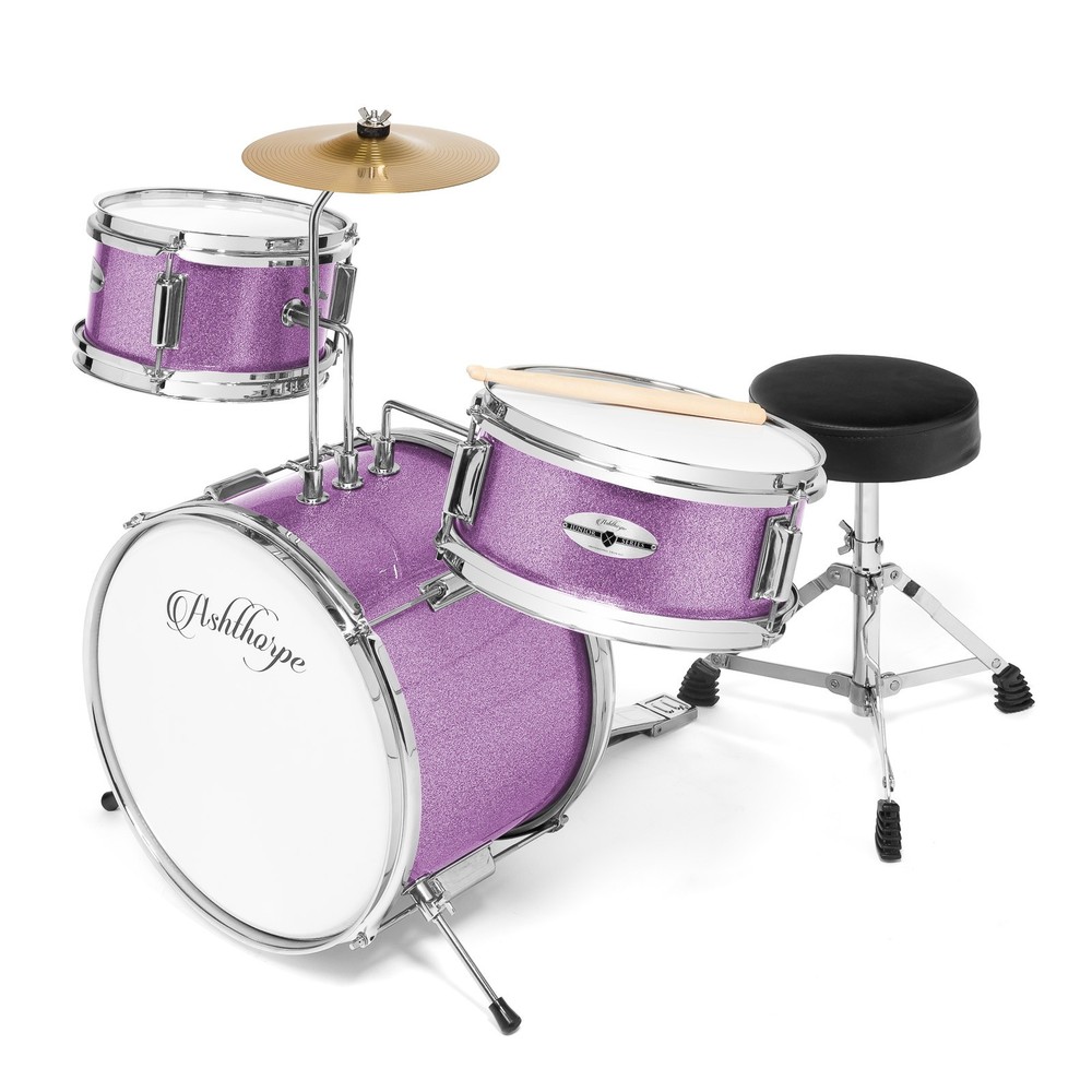 OPEN BOX - 3-Piece Junior Drum Set - Complete Mini Beginner Kit - Purple