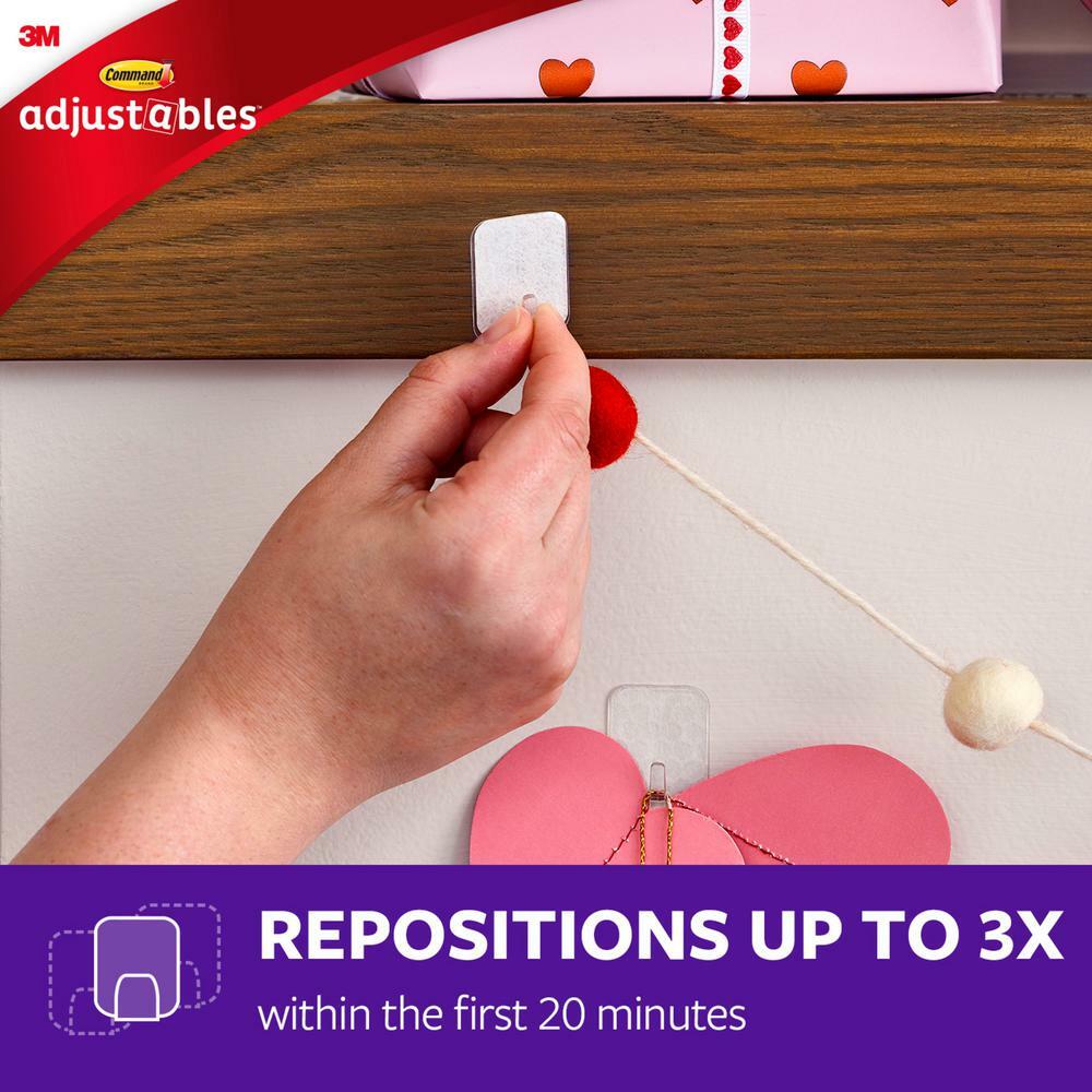 Command Adjustables Repositionable Clips 1/2 lb 14pc 30 Strips Damage Free