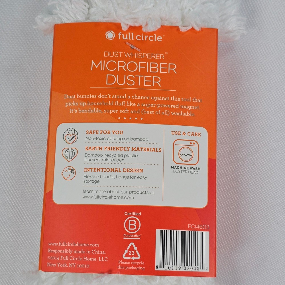 New Full Circle Dust Whisperer Microfiber Duster Bendable Handle Washable Head