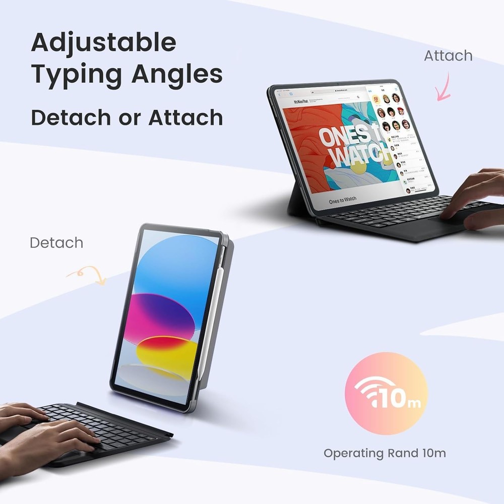 Surface Pro 7 Keyboard, 7 Color Backlight Wireless Keyboard for Microsoft Surfac