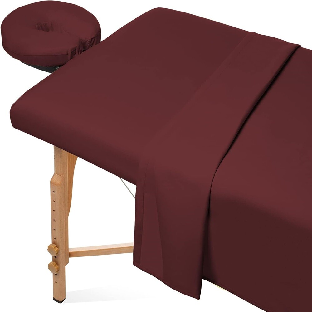 Microfiber Massage Table Sheet 3pcs Set Plain Fitted Facial Bed Covers 6 FT Bed