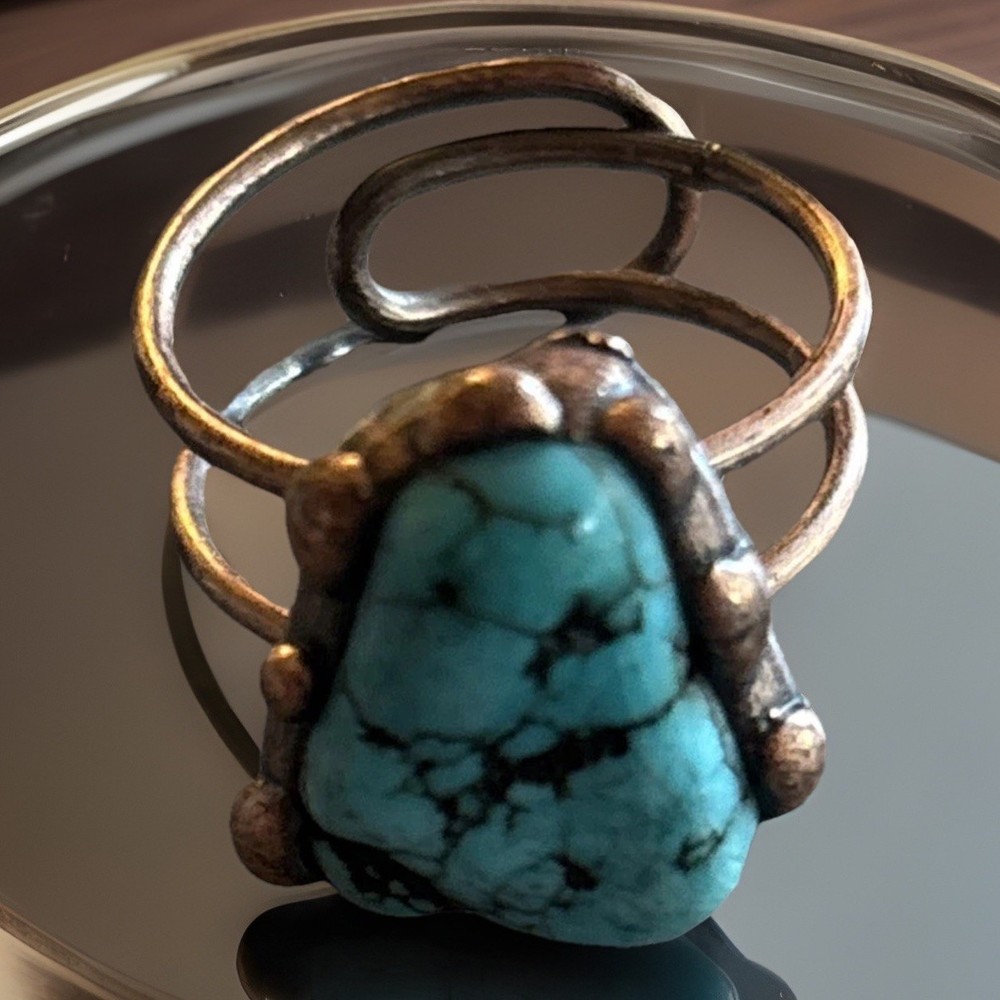 Turquoise Ring Adjustable Copper - IRREGULAR CUT NATURAL