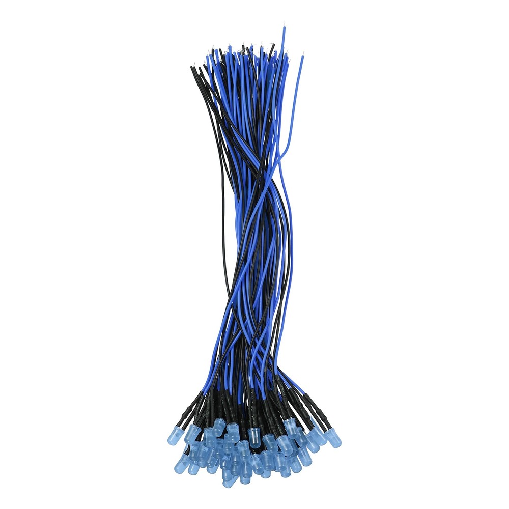 50pcs 5mm LED Diode Lights, Blue Light DC 12V for Electronics