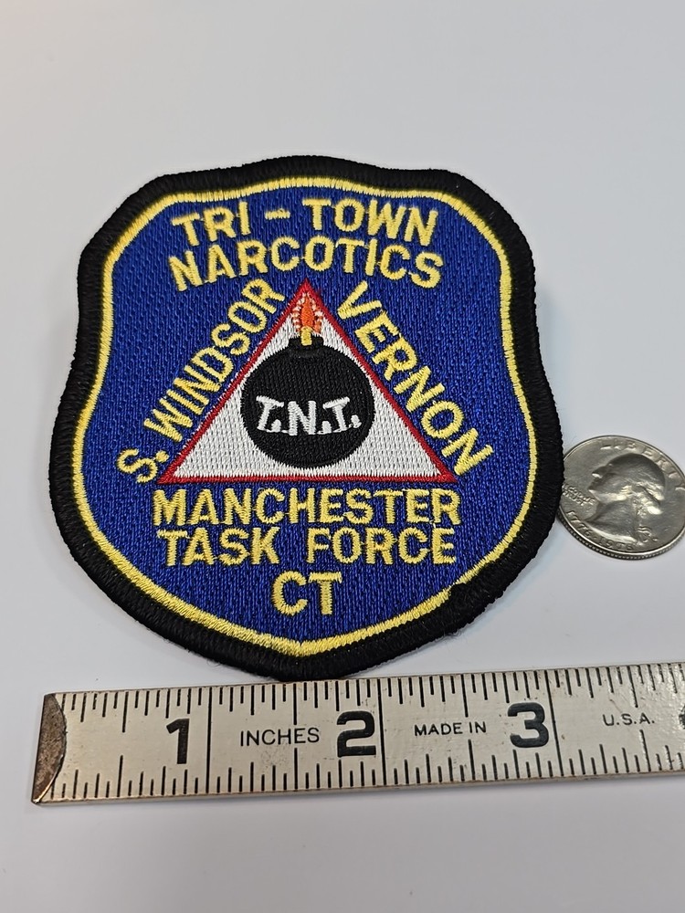 Tri-Town Narcotics Task Force Iron-on Patch CT S. Windsor Vernon Manchester