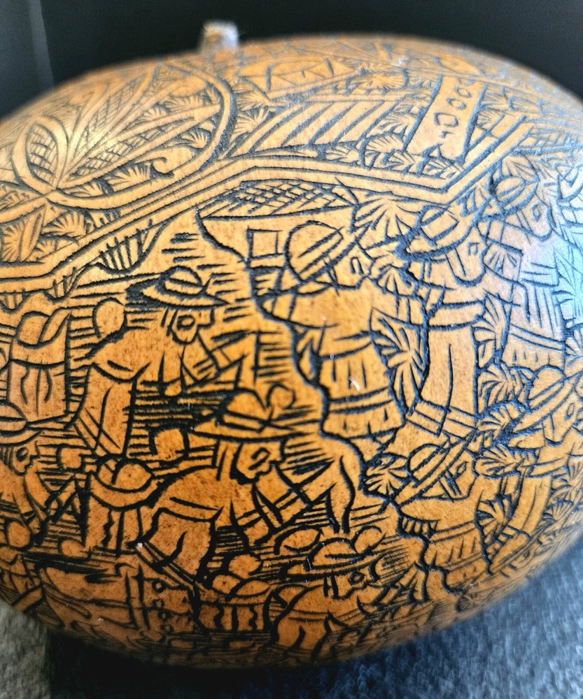Hand Carved Amazon Storytelling Gourd