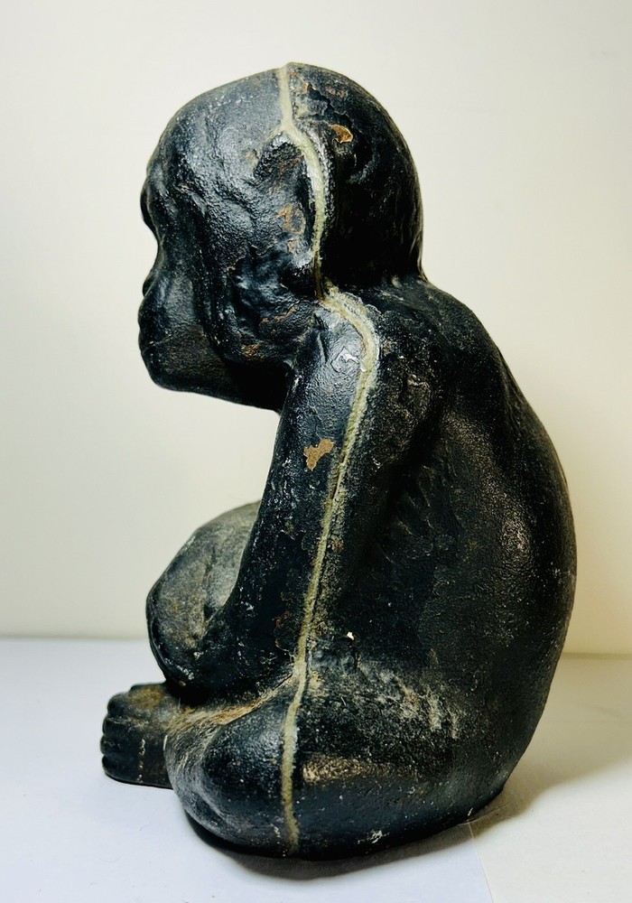 Antique Cast Iron Monkey String Holder