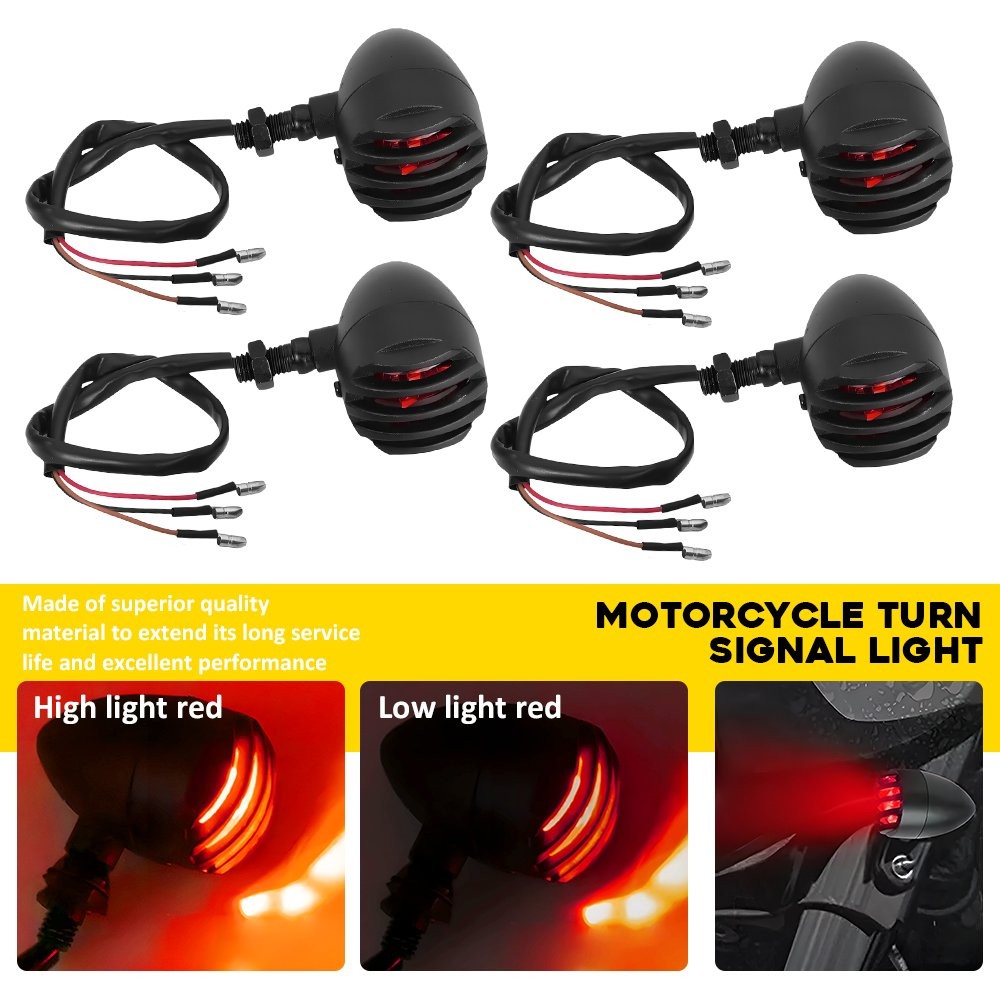 4PCS Motorcycle Red Halogen Turn Signal Lights Blinker Back Lamp Universal EOA