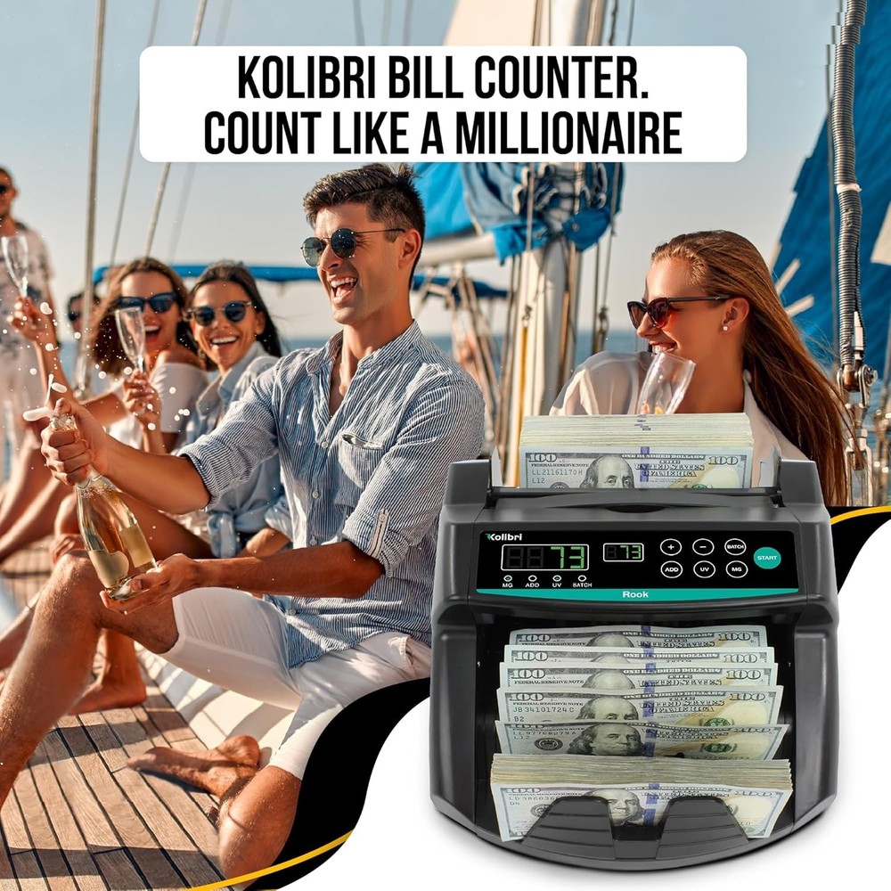 Multi-Function Cash Counter Machine - Rook with 1,400 Notes/Min & 1- Support