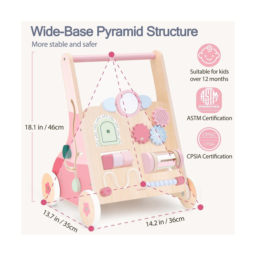 PairPear Wooden Baby Walker Push and Pull Learning Activity Walker,... Fast Ship