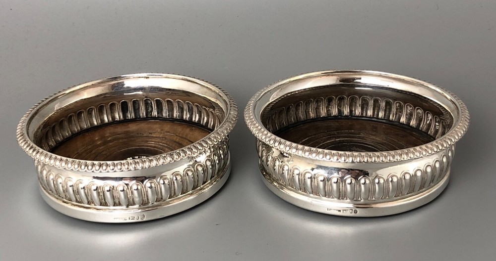 George III Solid Silver WIne Coasters Thomas Settle Sheffield 1821 / 12 CEZX