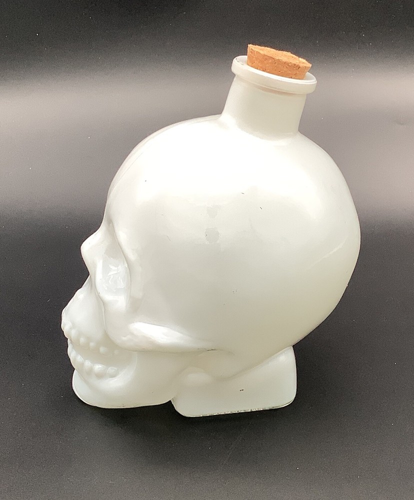 Skull Glass Jar w/ Cork Apothecary Decanter White Empty