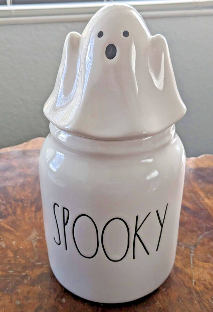 Rae Dunn SPOOKY Ghost Top Canister 8"
