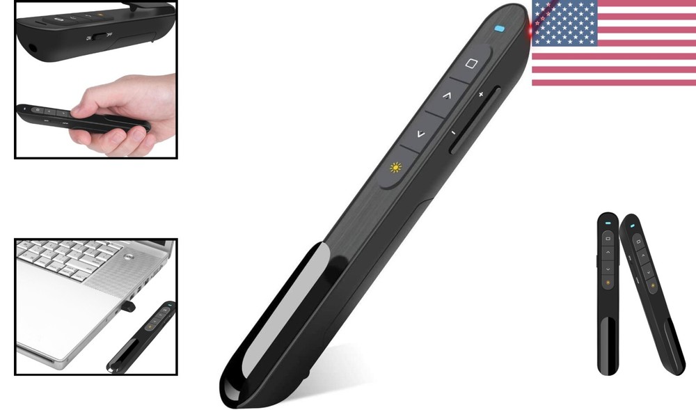 Durable Presentation Clicker with 100ft Wireless Range & Soft Rubber Buttons