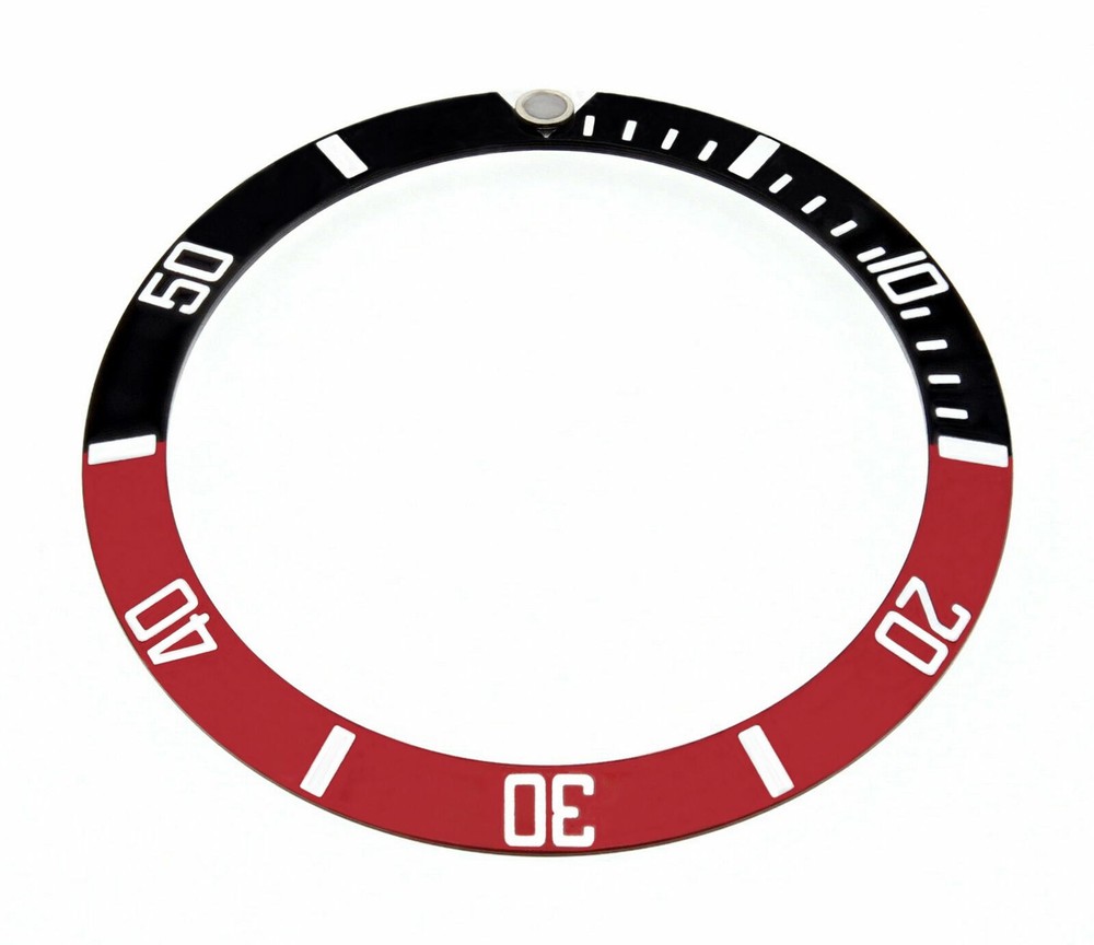 REPLACEMENT BEZEL INSERT BLACK/RED FOR WATCH 36.50MM X 30.40MM