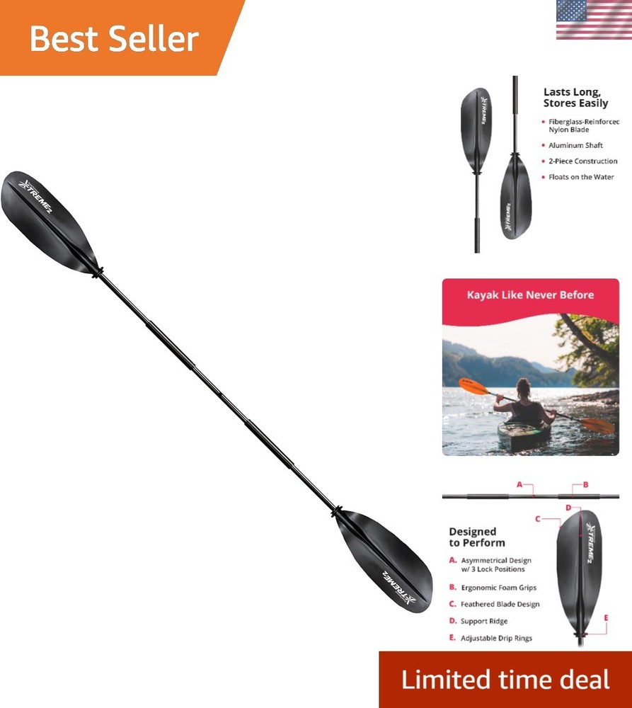 Xtreme 2 96-Inch Kayak Paddle - Adjustable Drip Rings + Minimal Wind Resistance