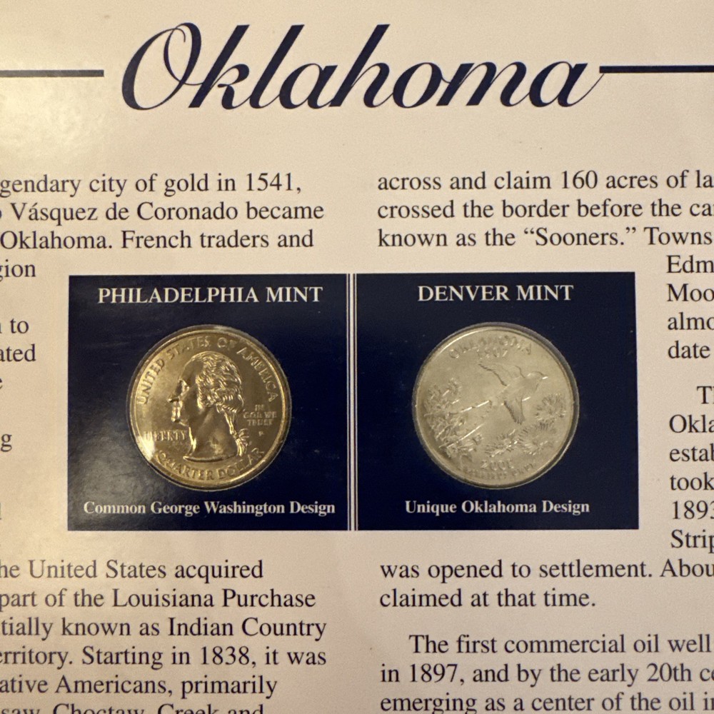 2008 Oklahoma State Commemorative Quarter And Stamp Set