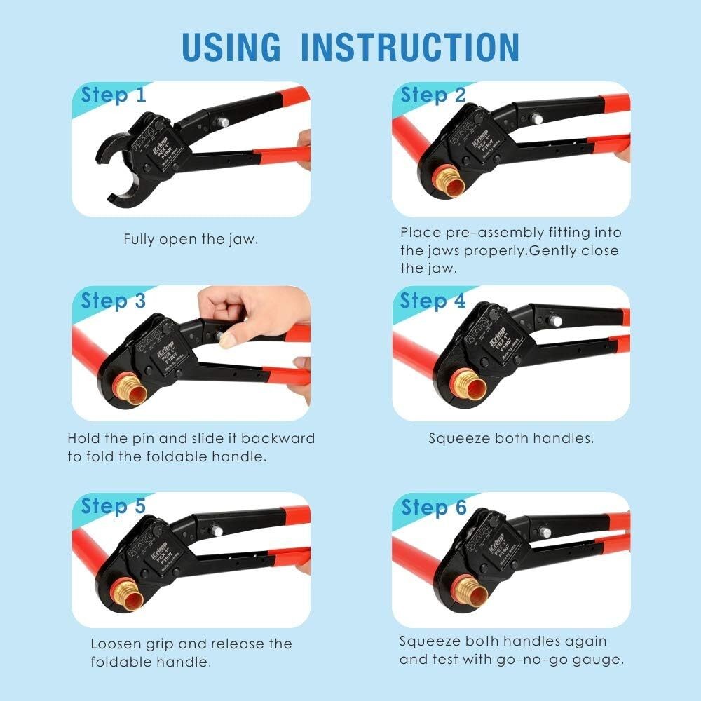 Angle Head PEX Pipe Crimping Tool for Copper Rings 1-inch Angle Single Crimper