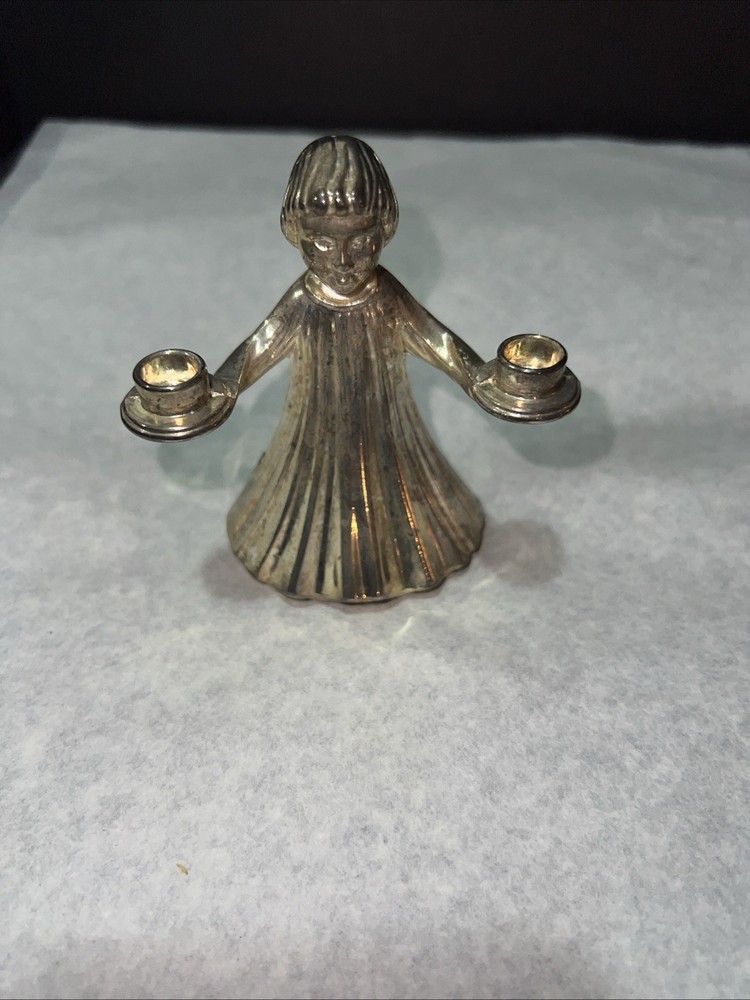 Vintage Silver Choir Boy Candlestick Holder