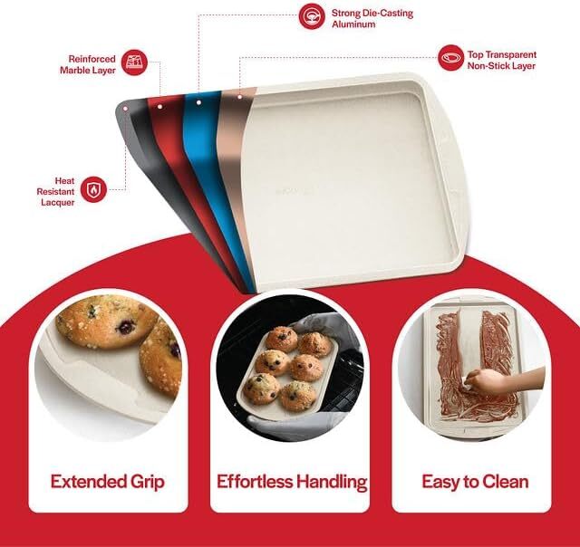 Baking Pan Set - 6 Piece - Stackable, Deluxe, Non-Stick Baking Pan
