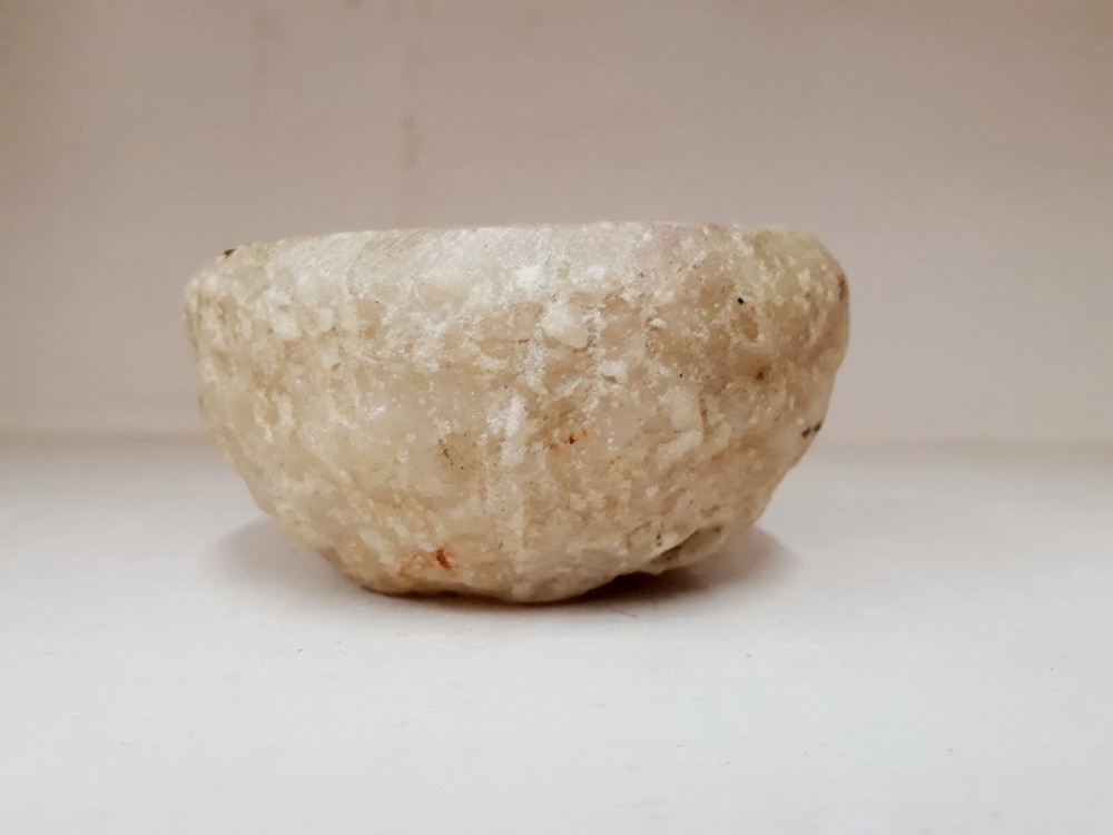 Vintage White Marble Stone Bowl Hand Carved.